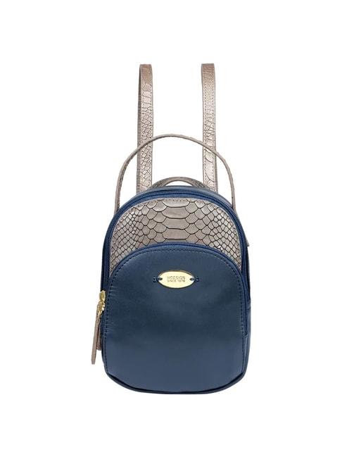 Hidesign Lilac 01 Sb Navy & Beige Leather Medium Convertible Backpack