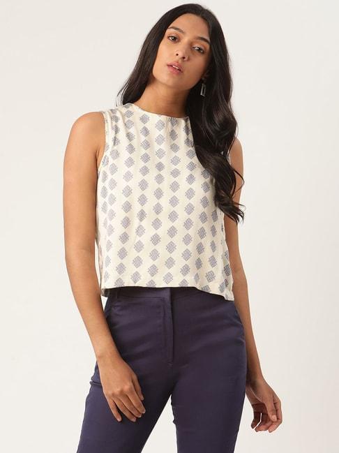 rooted-white-printed-top