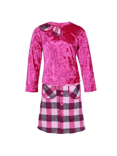 Cutecumber Kids Pink Checks Top With Skirt