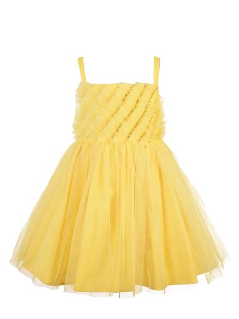 A Little Fable Kids Yellow Embellished Dress