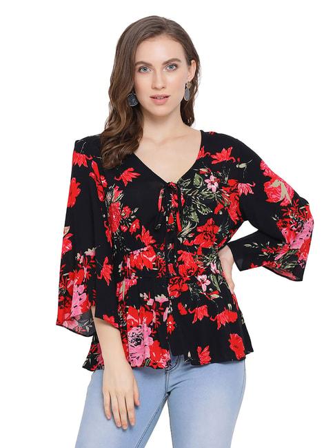 oxolloxo-black-&-red-floral-print-neutral-top