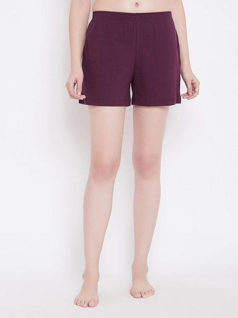 Clovia Purple Cotton Shorts