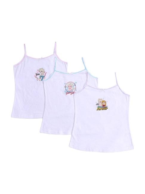 Bodycare Kids White Printed Camisoles - Pack of 3