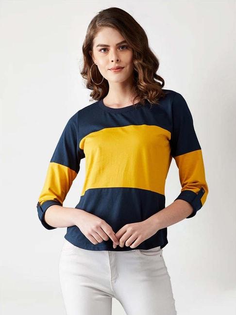 miss-chase-navy-&-mustard-cotton-t-shirt