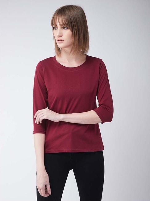 miss-chase-maroon-cotton-t-shirt
