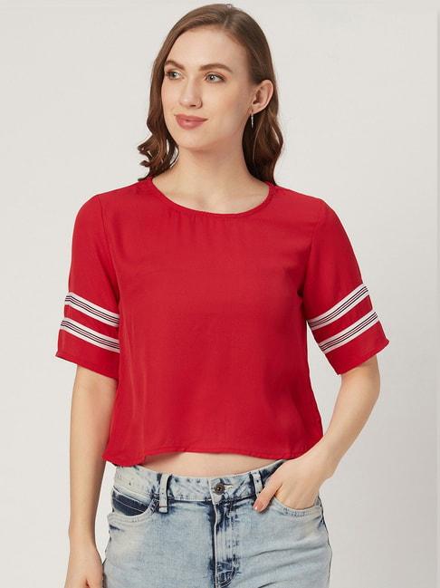 style-quotient-red-regular-fit-top