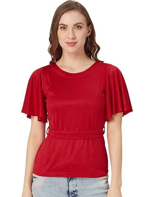 style-quotient-red-regular-fit-top