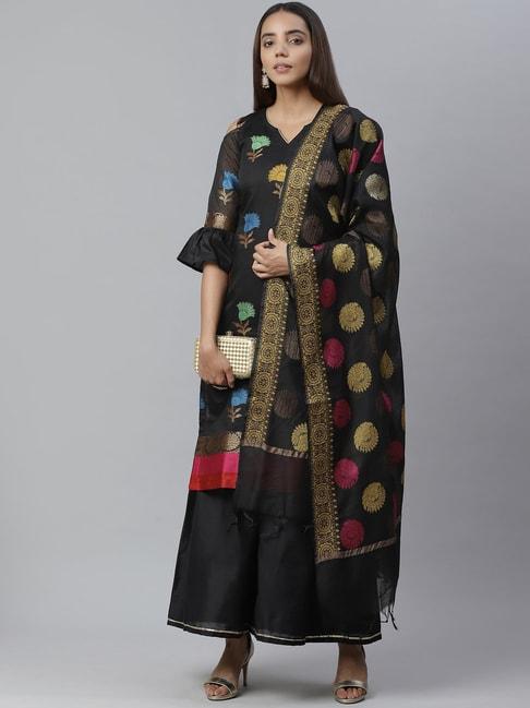 Chhabra 555 Black Woven Pattern Unstitched Dress Material