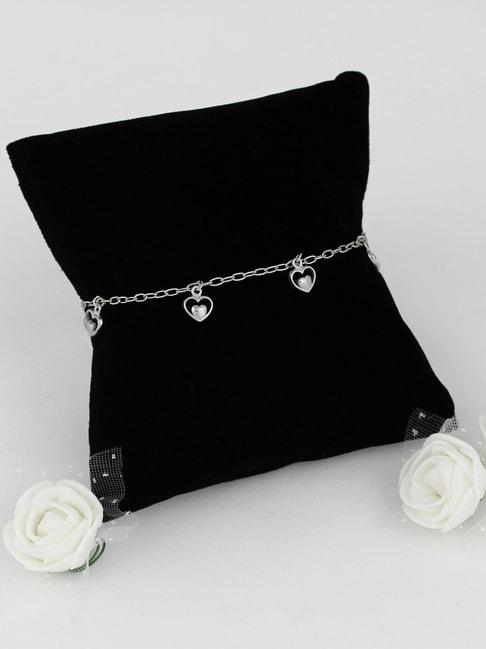 GIVA 92.5 Sterling Silver Heart Charm Bracelet for Women