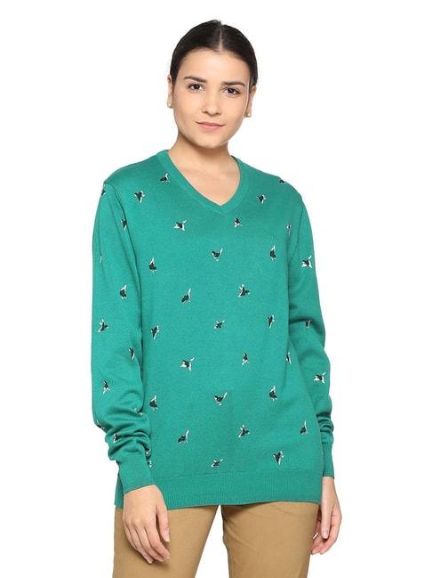 Solly by Allen Solly Green Printed Sweater