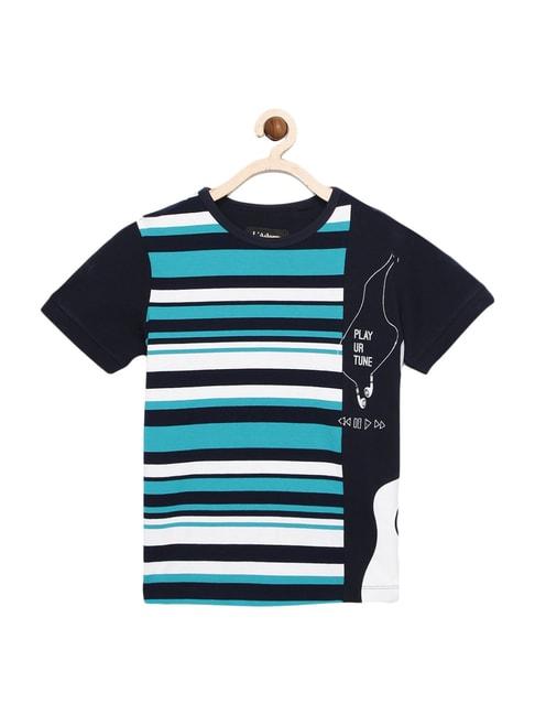 Ladore Kids Blue Cotton Striped T-Shirt
