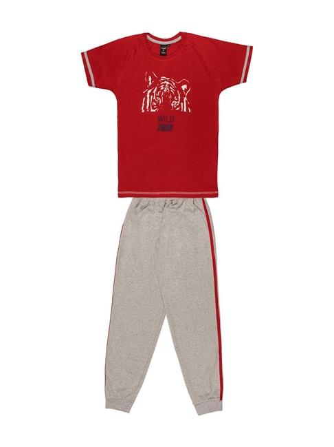 Todd N Teen Kids Red Cotton Graphic Print T-Shirt & Pants