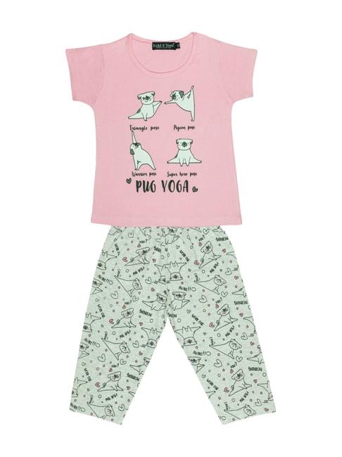 Todd N Teen Kids Pink Cotton Printed T-Shirt & Pants Set