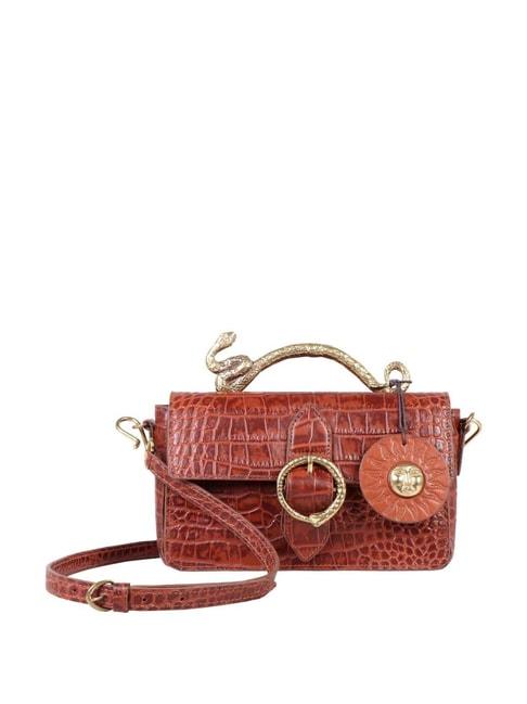 Hidesign Sybil Shiny Croco Tan Textured Small Handbag