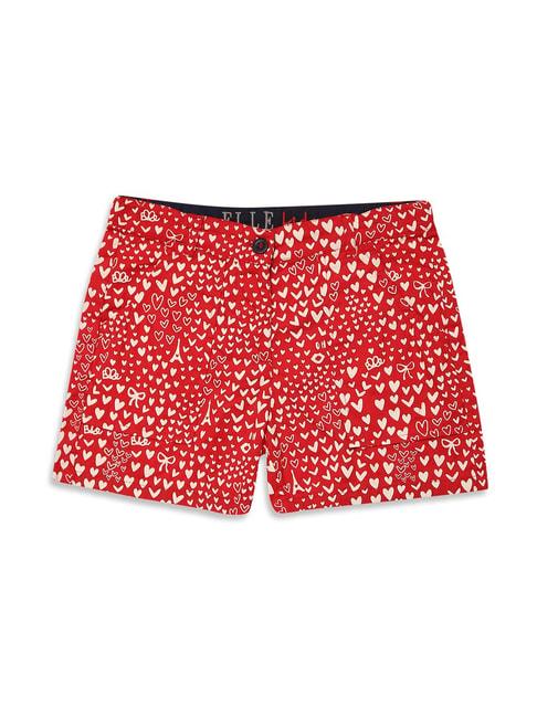 elle-kids-red-cotton-printed-shorts