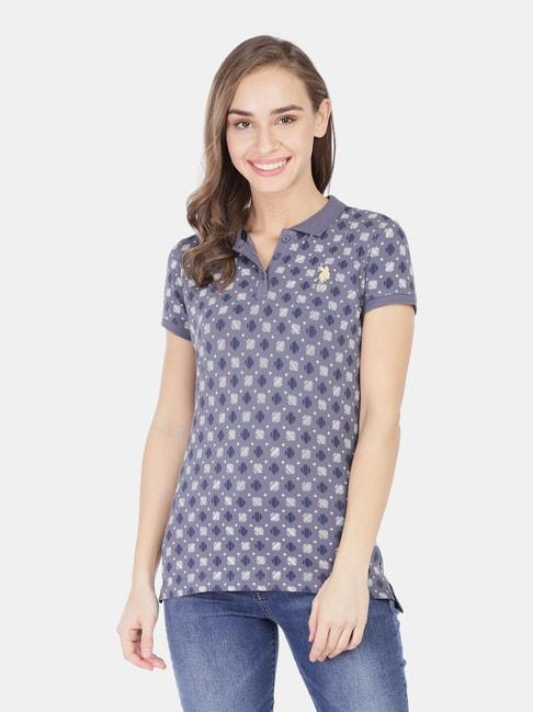 U.S. Polo Assn. Blue Shirt Collar Printed T-Shirt