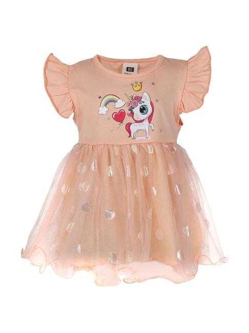 Passion Petals Kids Peach Printed Dress