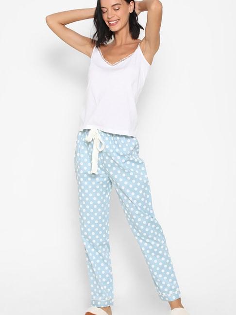 forever-21-white-&-light-blue-cami-top-with-pyjama-set