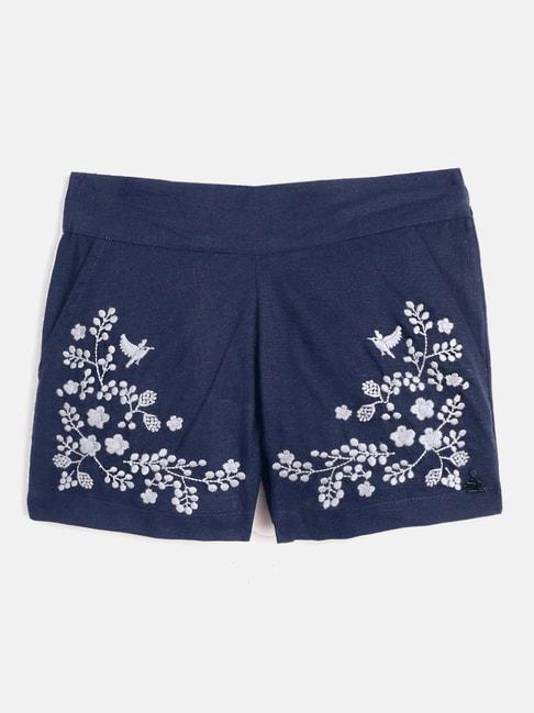 Cherry Crumble By Nitt Hyman Kids Navy Embroidered Shorts