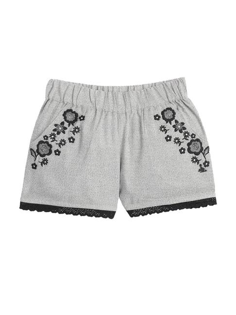 Cherry Crumble By Nitt Hyman Kids Grey Embroidered Shorts