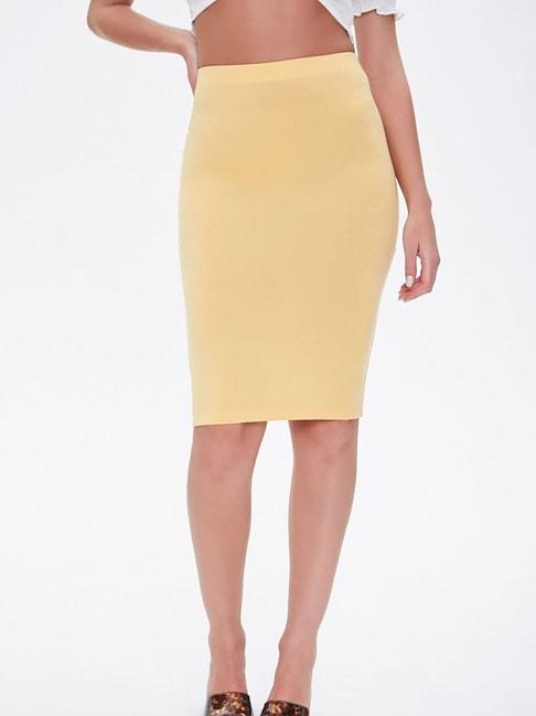 Forever 21 Yellow Knee Length Skirt