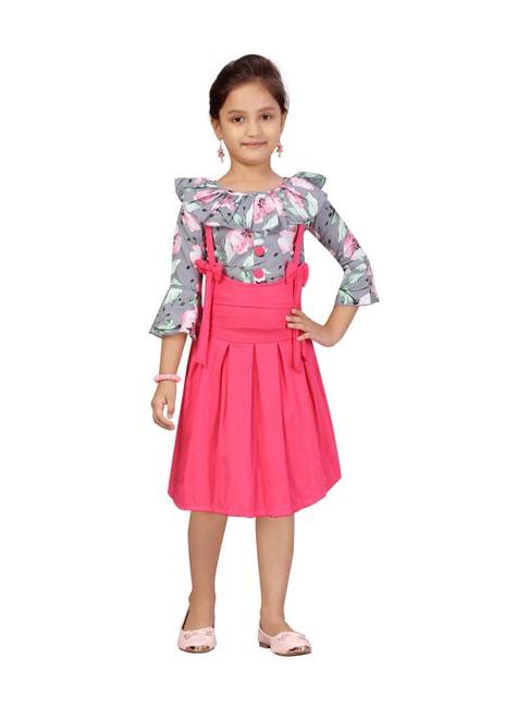 Aarika Kids Grey Printed Top & Skirt