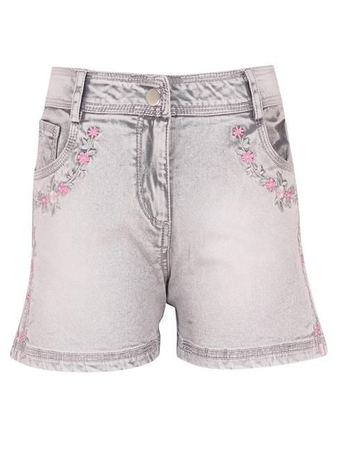 Cutecumber Kids Grey Embroidered Shorts