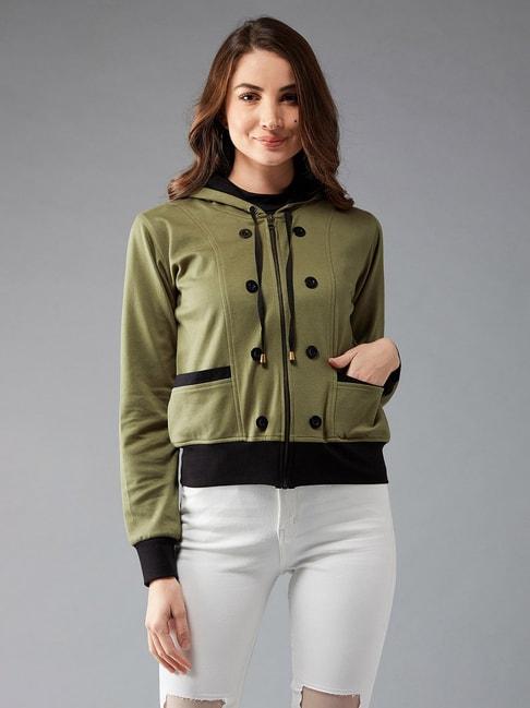 DOLCE CRUDO Olive Cotton Hooded Jacket