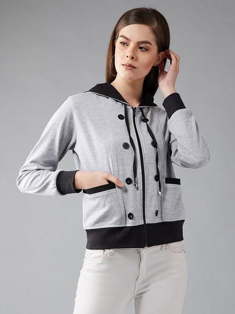 DOLCE CRUDO Grey Textured Hooded Jacket