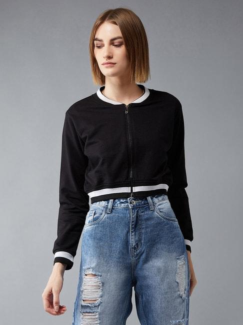 DOLCE CRUDO Black Relaxed Fit Crop Jacket