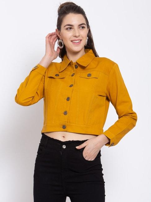 Style Quotient Mustard Full Sleeves Cropped Jacket