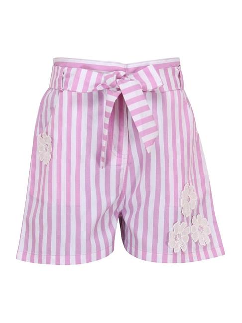 Cutecumber Kids Pink & White Striped Shorts