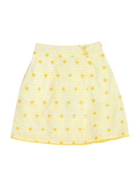 Elle Kids Yellow Cotton Printed Skirt