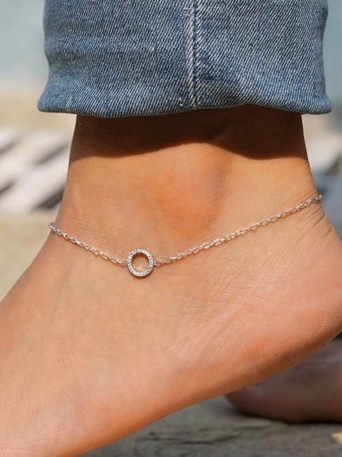 Ornate Jewels Love Circles 92.5 Sterling Silver Anklet for Women