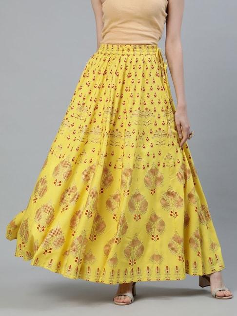 Jaipur Kurti Yellow Printed Skirt