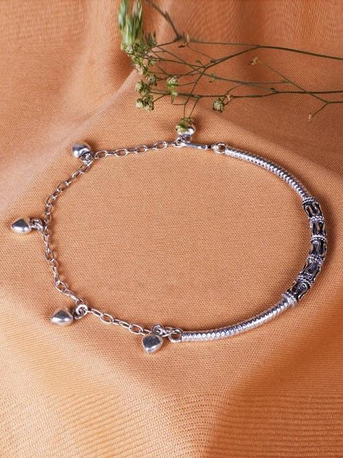 AVNI by GIVA 92.5 Sterling Silver Oxidized Heart Charm Bracelet for Women