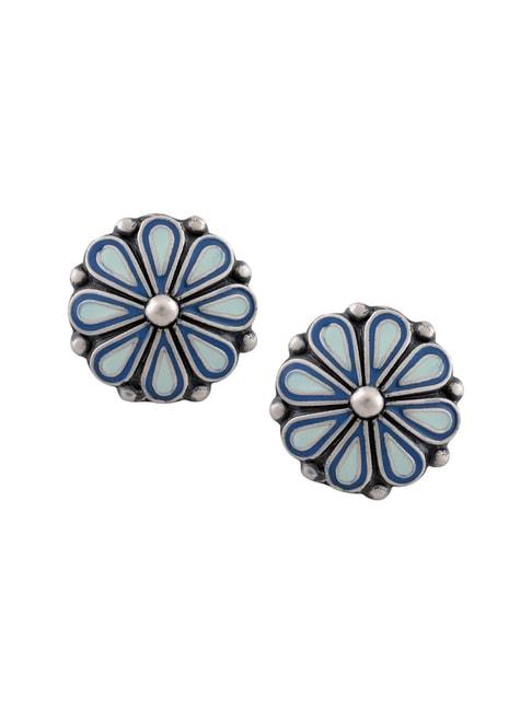 Tribe Amrapali Blue Flower Chandrika Stud Earrings