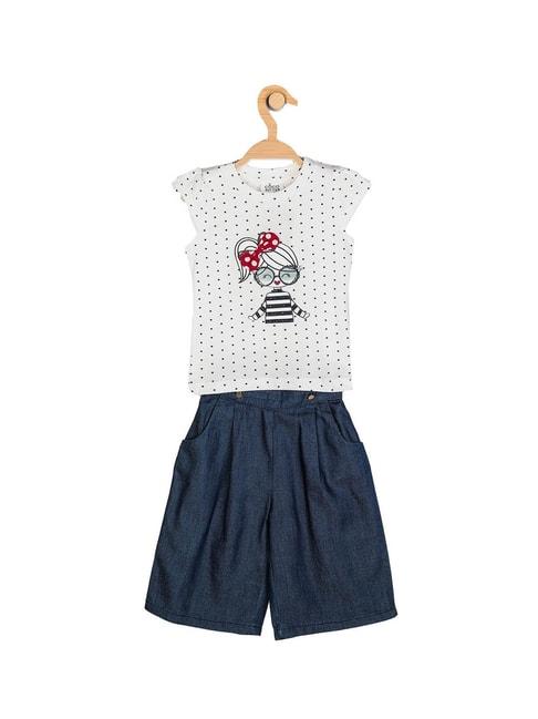 Peppermint Kids White & Blue Printed Top with Shorts