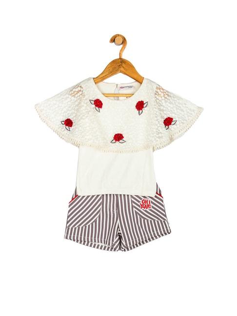 Peppermint Kids White Embroidered Top with Shorts