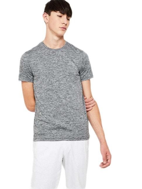 KAPPA Grey Regular Fit Self Pattern Sports T-Shirt