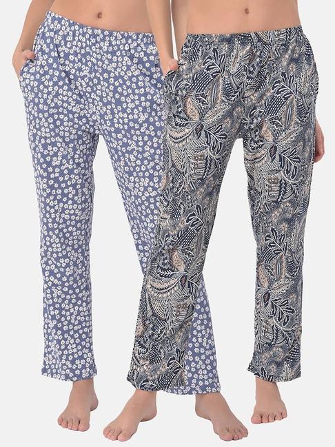 Clovia Multicolor Floral Print Pyjamas (Pack Of 2)