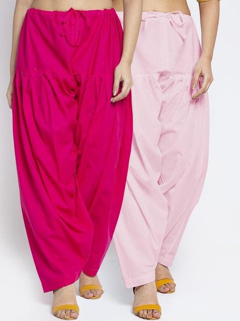 gracit-pink-&-light-pink-loose-fit-cotton-salwar-pack-of---2