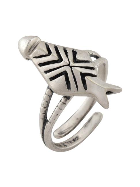 Tribe Amrapali Ivory Mask Silver-Plated Masaba Ring
