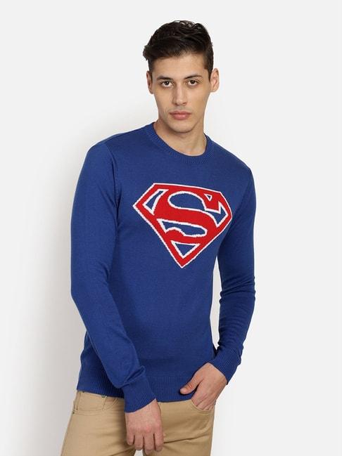 Free Authority Blue Full Sleeves Superman Sweater