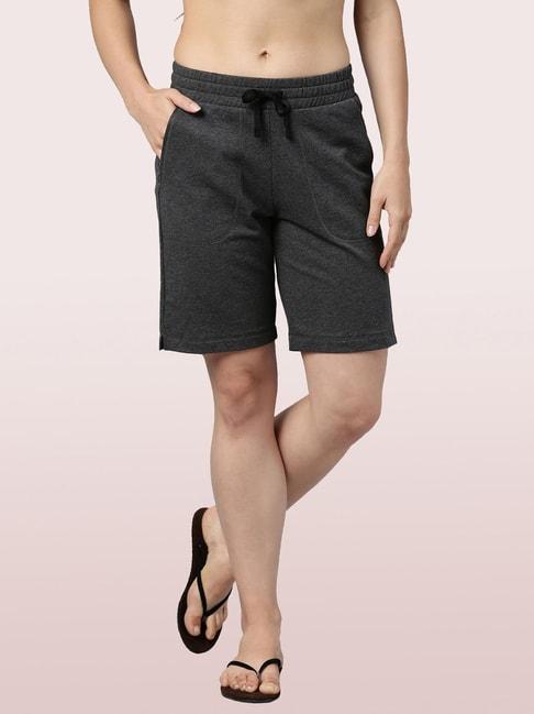 Enamor Charcoal Melange Cotton Shorts