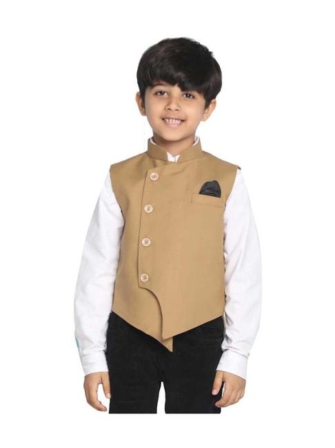 VASTRAMAY Kids Beige Nehru Jacket