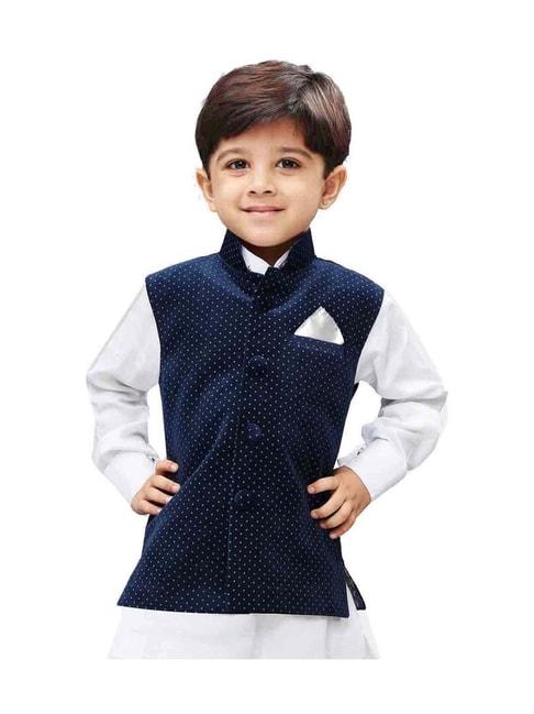 VASTRAMAY Kids Navy Printed Nehru Jacket
