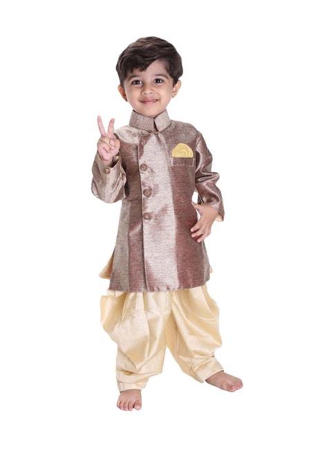 vastramay-kids-bronze-gold-self-pattern-sherwani-set