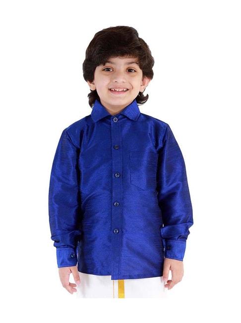 VASTRAMAY Kids Blue Ethnic Shirt