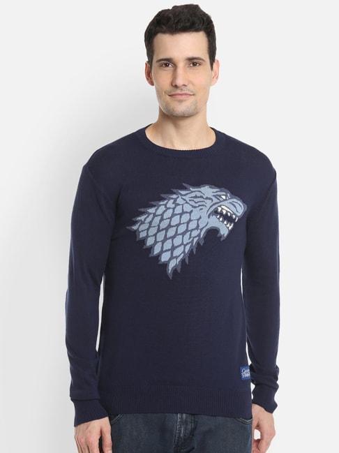 free-authority-navy-printed-game-of-thrones-sweater